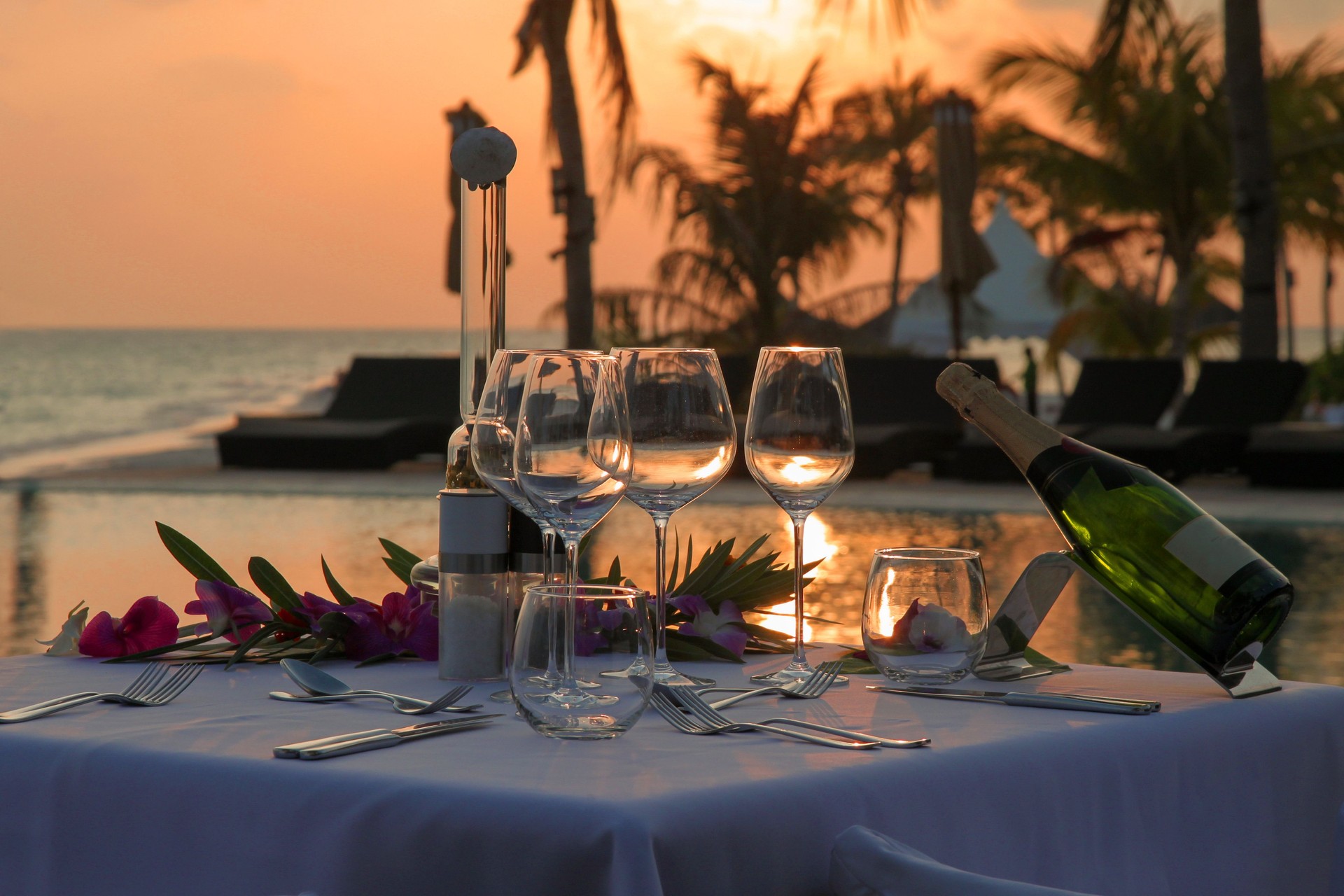 Romantic Beach Dinner by the Pool